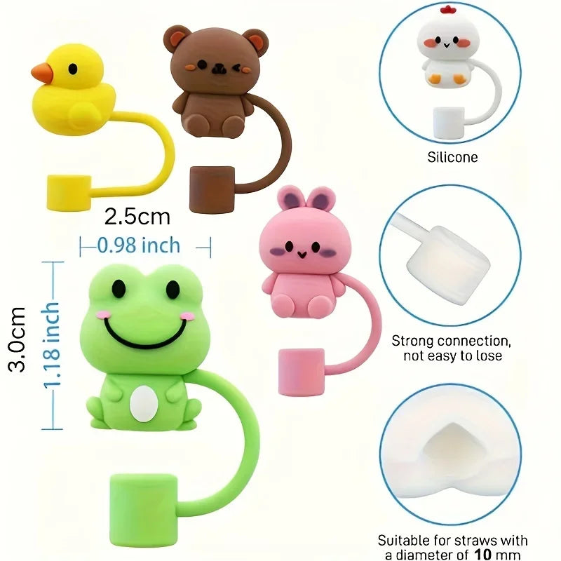 Silicone Straw Topper, Animal Design, Dust-Proof & Reusable Straw Cap Fits 30 & 40 Oz Tumbler With Handle, Compatible