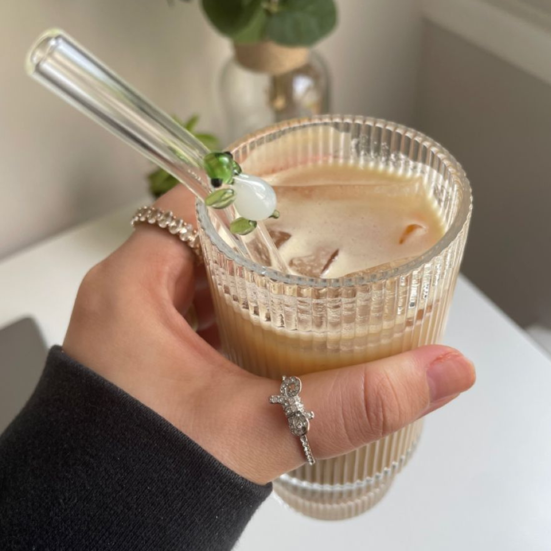 Turtle Glass Straw Set