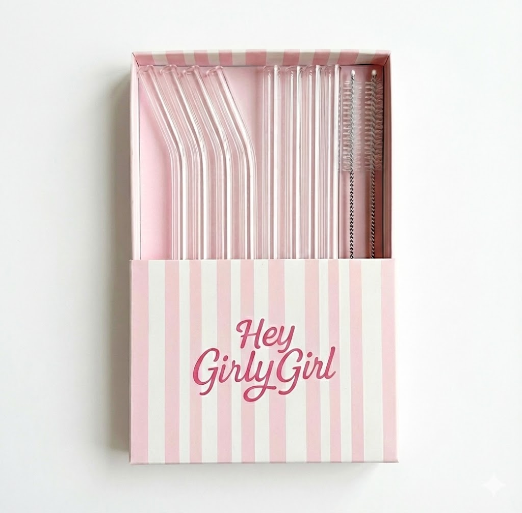 8-Piece Reusable Glass Straw Set