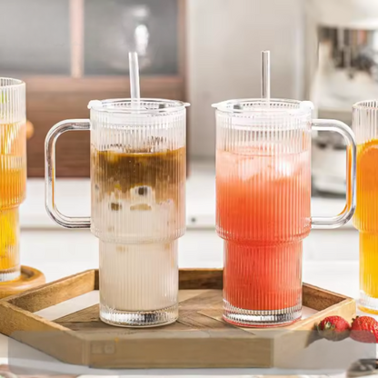 26oz Ribbed Glass Tumbler