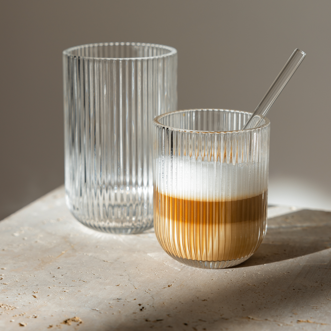 Rounded Ribbed Glass Cup