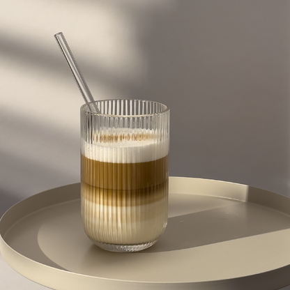 Rounded Ribbed Glass Cup