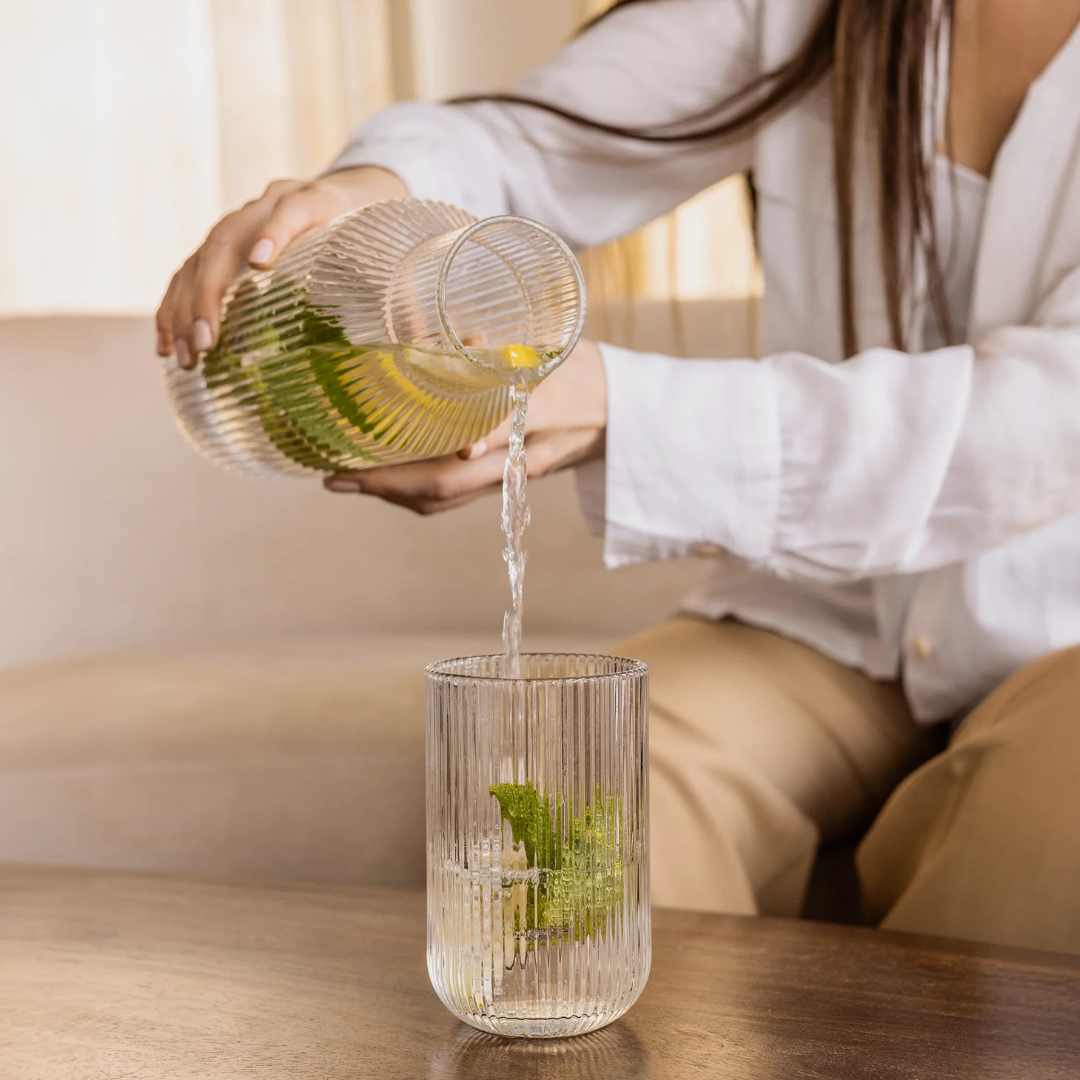 Rounded Ribbed Glass Cup