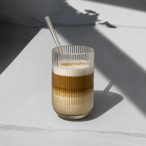 Rounded Ribbed Glass Cup