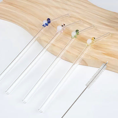Glass Turtle Straws + Straw Care Brush