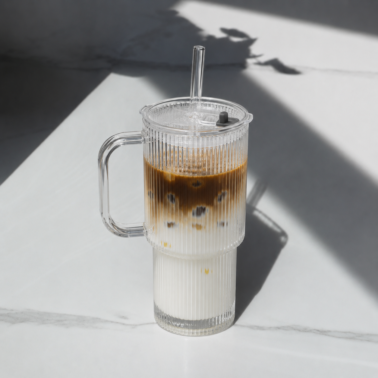26oz Ribbed Glass Tumbler