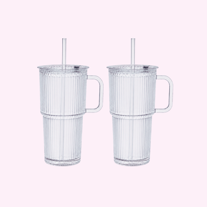 26oz Ribbed Glass Tumbler