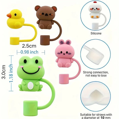 Silicone Straw Topper, Animal Design, Dust-Proof & Reusable Straw Cap Fits 30 & 40 Oz Tumbler With Handle, Compatible