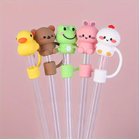 Silicone Straw Topper, Animal Design, Dust-Proof & Reusable Straw Cap Fits 30 & 40 Oz Tumbler With Handle, Compatible