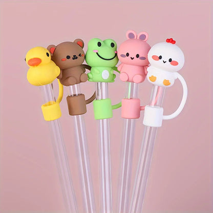 Silicone Straw Topper, Animal Design, Dust-Proof & Reusable Straw Cap Fits 30 & 40 Oz Tumbler With Handle, Compatible