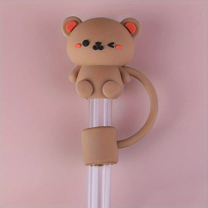 Silicone Straw Topper, Animal Design, Dust-Proof & Reusable Straw Cap Fits 30 & 40 Oz Tumbler With Handle, Compatible