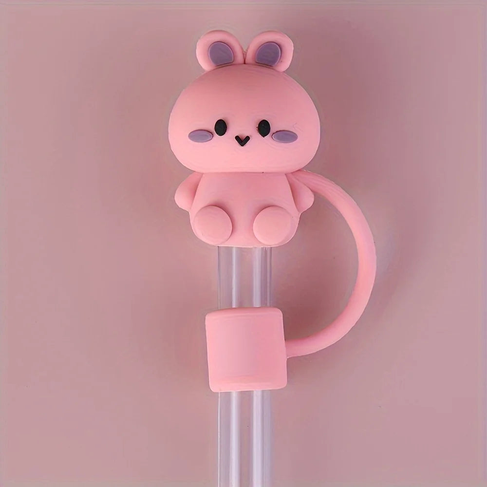 Silicone Straw Topper, Animal Design, Dust-Proof & Reusable Straw Cap Fits 30 & 40 Oz Tumbler With Handle, Compatible