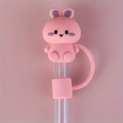Silicone Straw Topper, Animal Design, Dust-Proof & Reusable Straw Cap Fits 30 & 40 Oz Tumbler With Handle, Compatible
