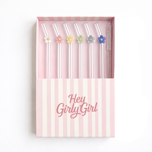 Flower Glass Straw Set