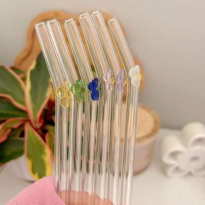 Flower Glass Straw Set