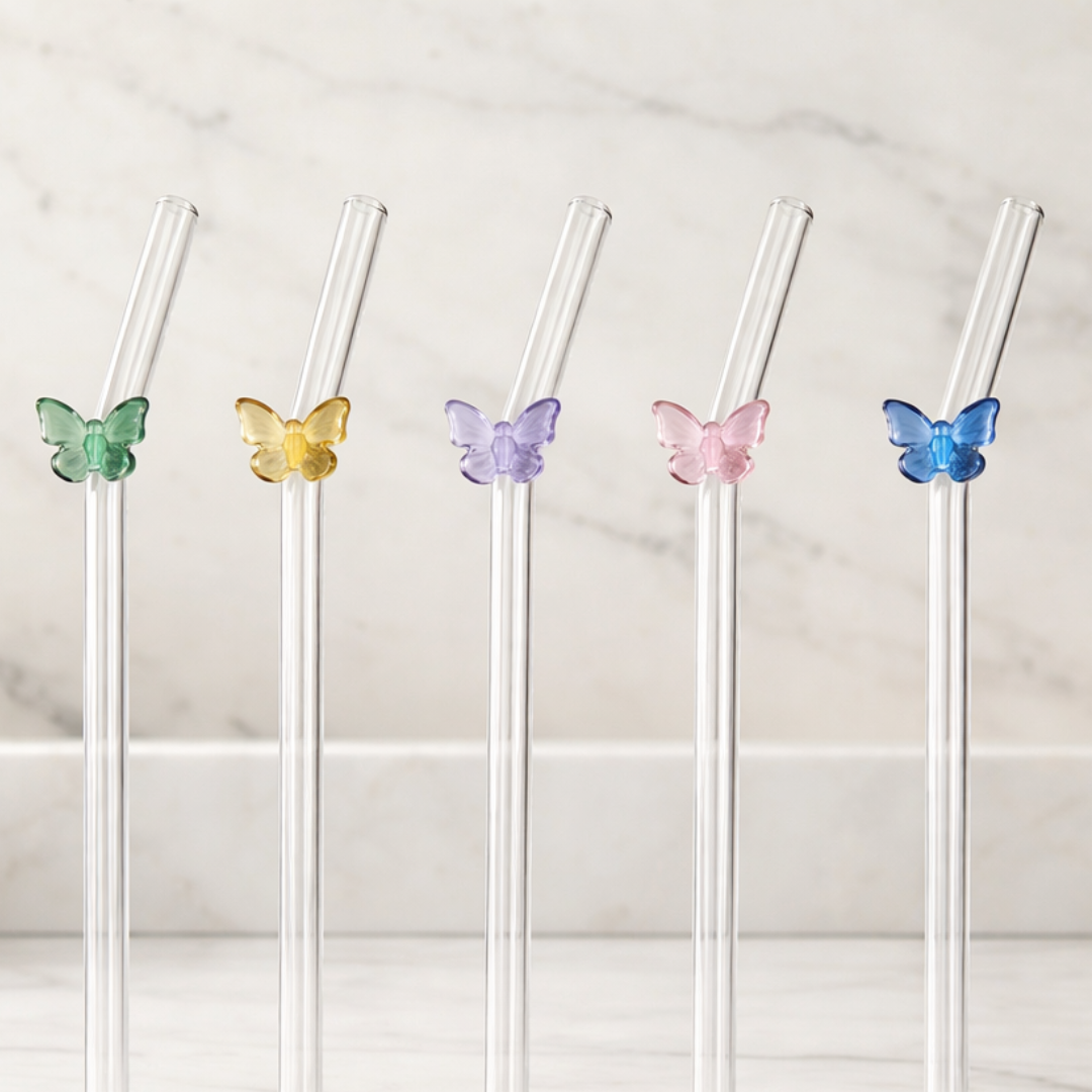 Butterfly Glass Straw Set