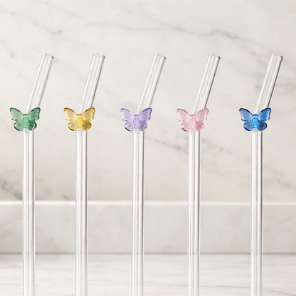 Butterfly Glass Straw Set
