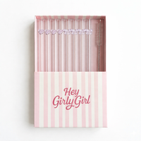 Hearts & Bows Glass Straw Set
