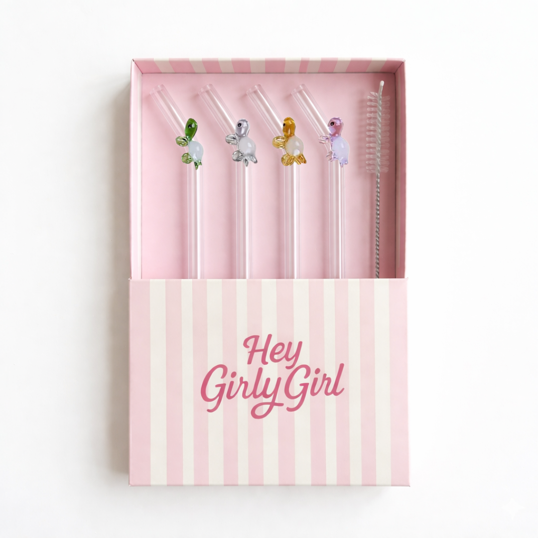 Turtle Glass Straw Set