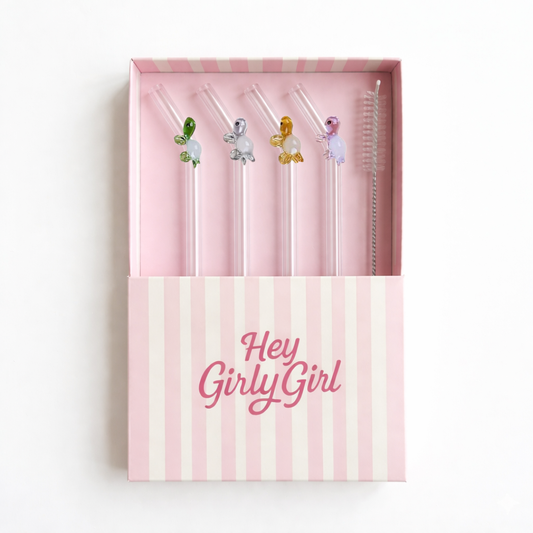 Turtle Glass Straw Set
