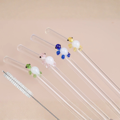 Glass Turtle Straws + Straw Care Brush