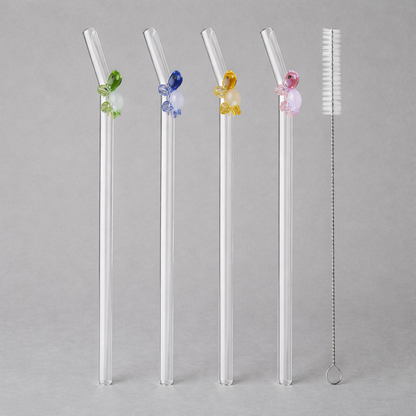 Turtle Glass Straw Set