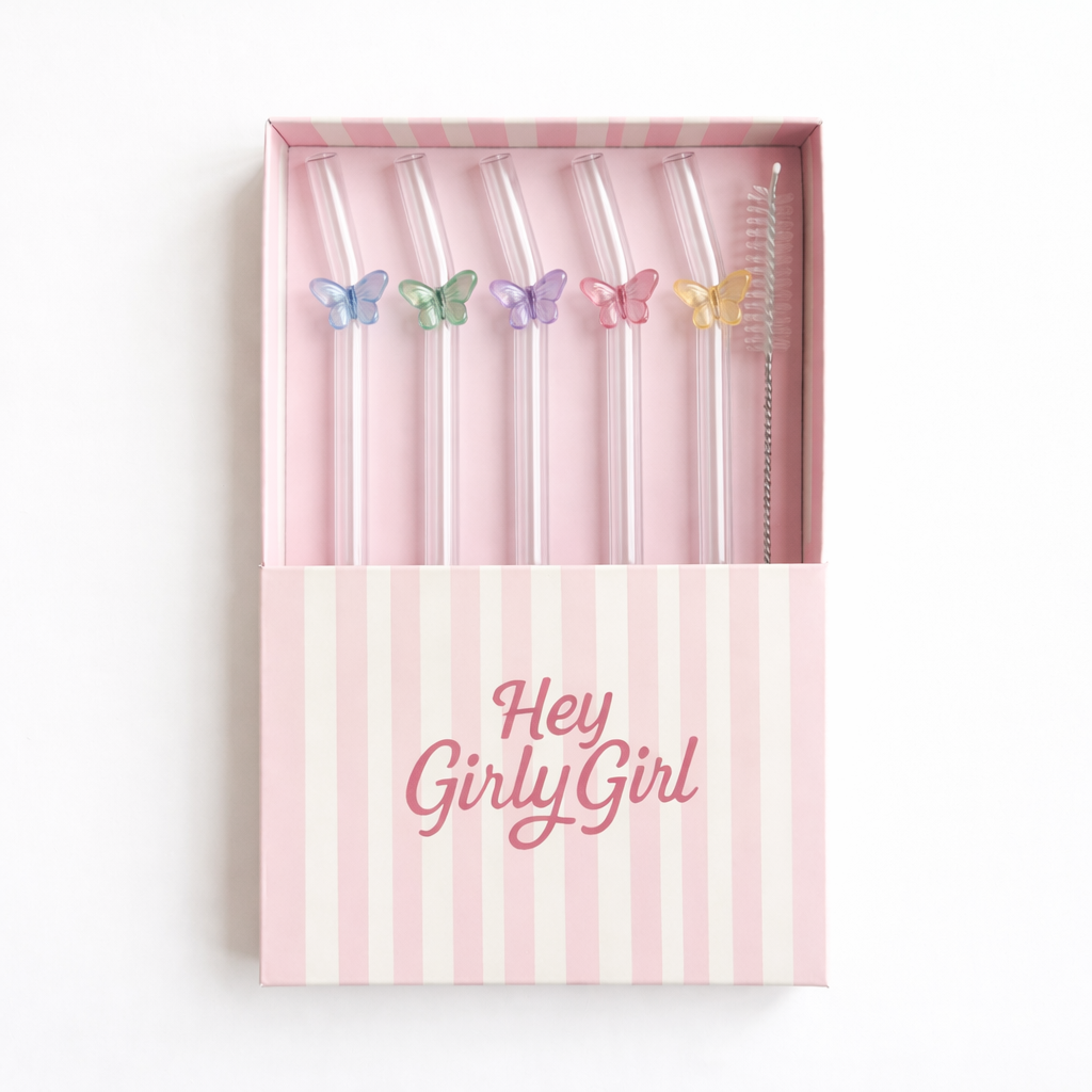Butterfly Glass Straw Set