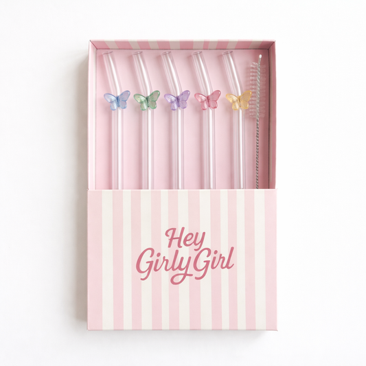 Butterfly Glass Straw Set